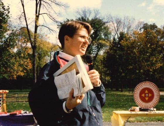 Mary Raasch doing community outreach in the 80s